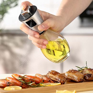 Department Store Olive Oil Dispenser Bottle Oil Sprayer Dispenser Vinegar Sprayer Dressing Spray Portable; Grilling Olive Oil Glass Bottle 200ml; For Kitchen; Cooking; Salad; Bread Baking