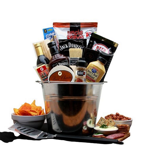 Gbds Bbq Lovers Gift Pail - Gifts For Men - Barbecue Gift Basket - 1 Basket  In Blue