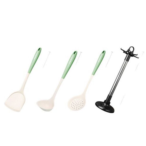 4Pcs Kitchen Silicone Spoons Non-stick Mixing Spoons Food Serving Spoons