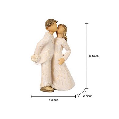 Kissing Couples Statues Sculpture Handmade Carving Figurine for Home Office Decor - (White)