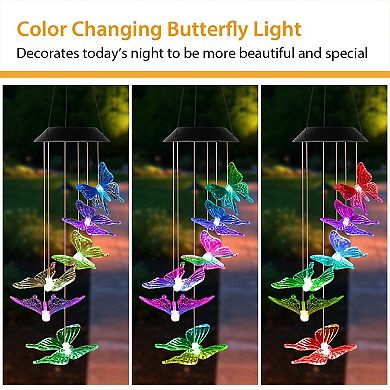 Yard Decor Lights - Solar Butterfly Chimes Mother Day Outdoor Decor, Gardening Gift