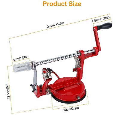 3 in 1 Stainless Steel Hand cranking Apple Peeler Slicer Red