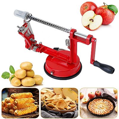 3 in 1 Stainless Steel Hand cranking Apple Peeler Slicer Red