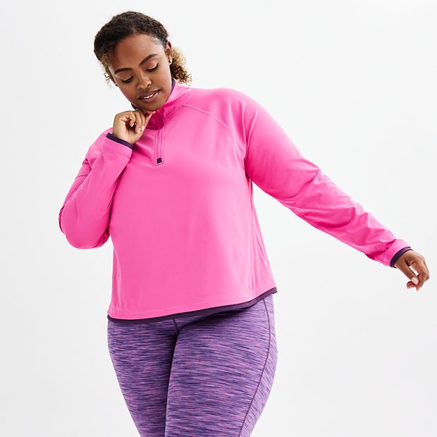 Plus Size Tek Gear® Color Blocked Quarter Zip Pullover