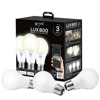 Geeni LUX 800 Warm White A19 E26 Smart LED Bulb 3-Pack Set