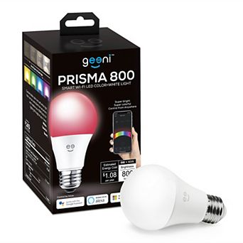 Geeni Prisma 800 60W Equivalent Color and Warm White Dimmable White A21 E26 Smart LED Light Bulb