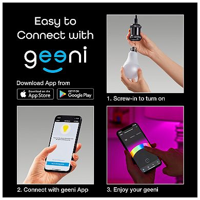 Geeni Prisma 800 60W Color & Warm White Dimmable A21 E26 Smart LED Light Bulb 2-Pack Set