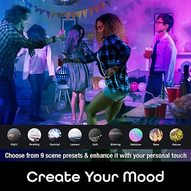 Geeni Prisma 800 60W Color & Warm White Dimmable A21 E26 Smart LED Light Bulb 2-Pack Set