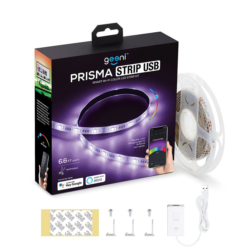Geeni prisma strip - usb powered smart led light strip kit, rgb, trimmable - 6. 6 ft.