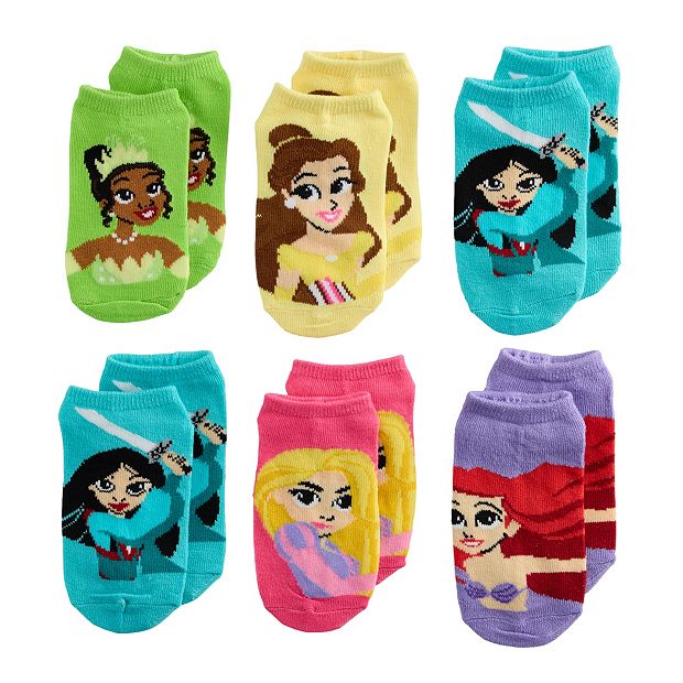 Disney Princess Girls 6 pack Socks (Medium (6-8), Princess Names