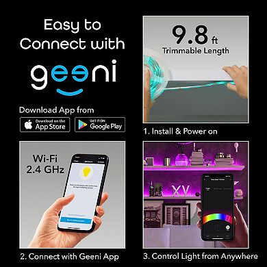 Geeni Prisma Strip 10 9-ft. Trimmable Smart LED Light Strip Kit