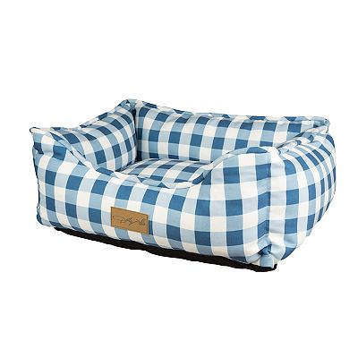 Doggy Parton Blue Rustic Checkered Dog Bed