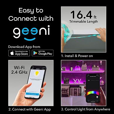 Geeni Prisma Strip 16-ft. Trimmable Smart LED Light Strip Kit