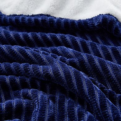 VCNY Home Chenille Ribbed Stripe Sherpa Reverse Throw Blanket