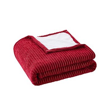VCNY Home Chenille Ribbed Stripe Sherpa Reverse Throw Blanket
