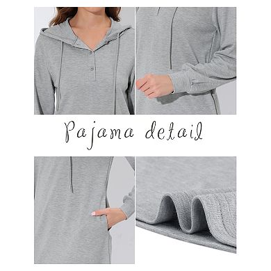Women's Pajamas Hoodies Pockets Dress Nightshirt Lounge Sleepwear Nightgown