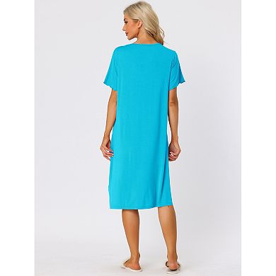 Women's Modal Nightshirt Soft Button Down Nightgown Short Sleeve Pajama Sleepshirt