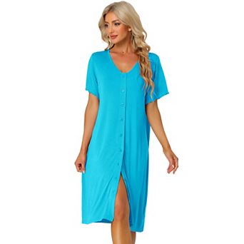Women's Modal Nightshirt Soft Button Down Nightgown Short Sleeve Pajama Sleepshirt