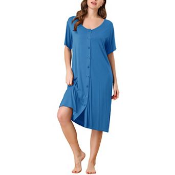 Women's Modal Nightshirt Soft Button Down Nightgown Short Sleeve Pajama Sleepshirt