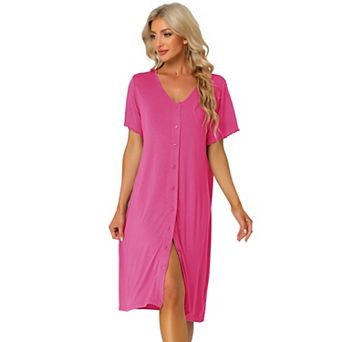 Women's Modal Nightshirt Soft Button Down Nightgown Short Sleeve Pajama Sleepshirt