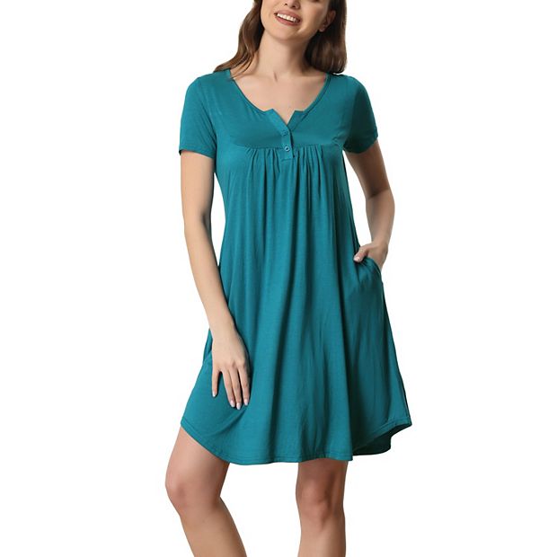 Women's Sleepwear Soft Button with Pockets Short Sleeve Lounge