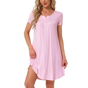 Women's Sleepwear Soft Button With Pockets Short Sleeve Lounge Nightgown