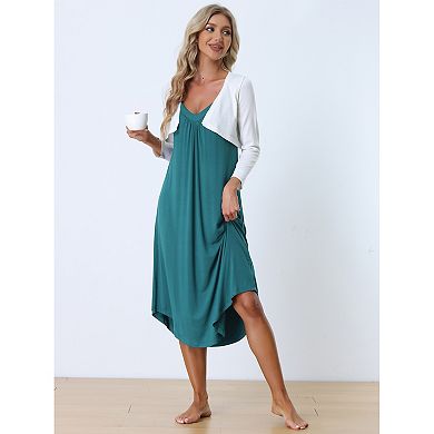 Women's Pajama V Neck Soft Nightdress Stretchy Lounge Cami Dress