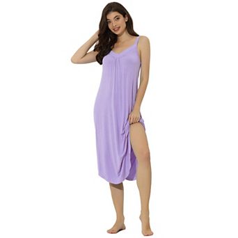 Women's Pajama V Neck Soft Nightdress Stretchy Lounge Cami Dress