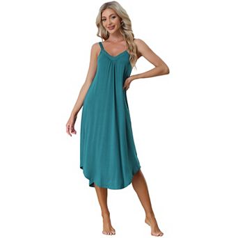Women's Pajama V Neck Soft Nightdress Stretchy Lounge Cami Dress