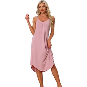Women's Pajama V Neck Soft Nightdress Stretchy Lounge Cami Dress