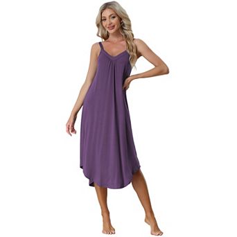 Women's Pajama V Neck Soft Nightdress Stretchy Lounge Cami Dress