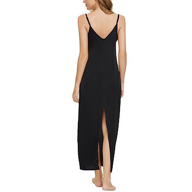 Womens Satin Pajama Cami Dress Nightshirt Sleepwear Lounge Long Nightgown