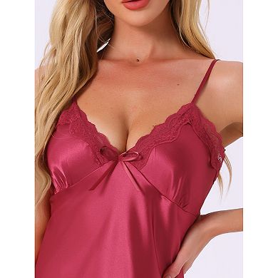 Women's Satin Nightgown Summer Cami Mini Spaghetti Lingerie Dress