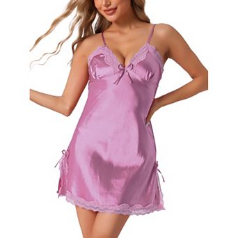 Women's Satin Nightgown Summer Cami Mini Spaghetti Lingerie Dress