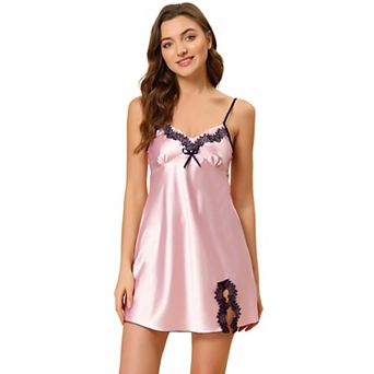 Women's Satin Nightgown Summer Cami Mini Spaghetti Lingerie Dress