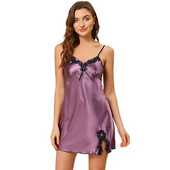 Women's Satin Nightgown Summer Cami Mini Spaghetti Lingerie Dress