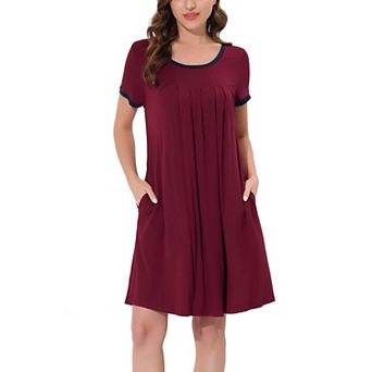 Women's Sleepwear Pajama Dress Soft Nightshirt with Pockets Lounge Nightgown