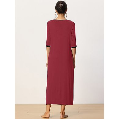 Women's Sleepwear Lounge Long Dress with Pockets Soft Nightshirt Pajama Nightgown
