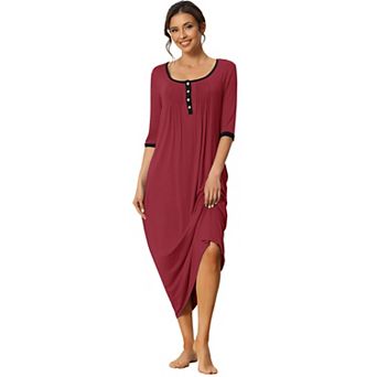 Women's Sleepwear Lounge Long Dress with Pockets Soft Nightshirt Pajama Nightgown