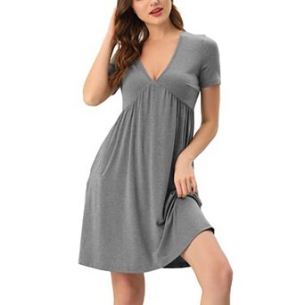 Women's Pajama V Neck Sift Nightdress Stretchy Lounge Dress