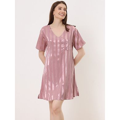 Women's Pajamas Satin Dress Nightshirt Lounge Sleepwear Nightgown