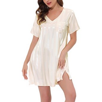 Women's Pajamas Satin Dress Nightshirt Lounge Sleepwear Nightgown