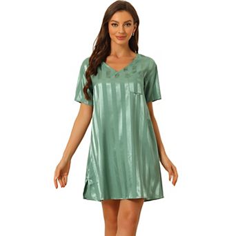 Women's Pajamas Satin Dress Nightshirt Lounge Sleepwear Nightgown