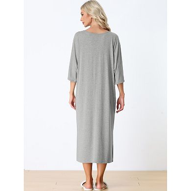 Womens Sleepshirt Nightshirt 3/4 Sleeve Nightgown Sleep Shirt Dress