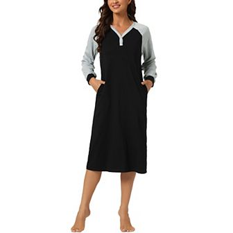 Women's Pajamas Nightshirt Button Up Dress Lounge Nightgown