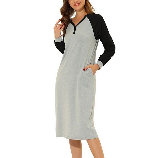 Women s Pajamas Nightshirt Button Up Dress Lounge Nightgown