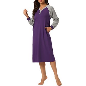 Women's Pajamas Nightshirt Button Up Dress Lounge Nightgown