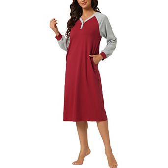 Women's Pajamas Nightshirt Button Up Dress Lounge Nightgown