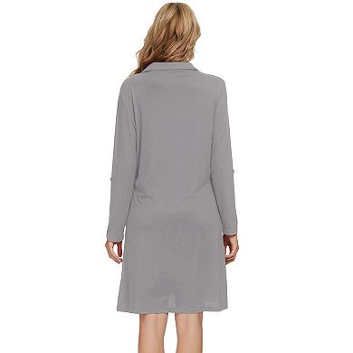 Womens Pajama Sleepshirt Nightshirt Long Sleeve Nightgown Sleep Shirt Dress