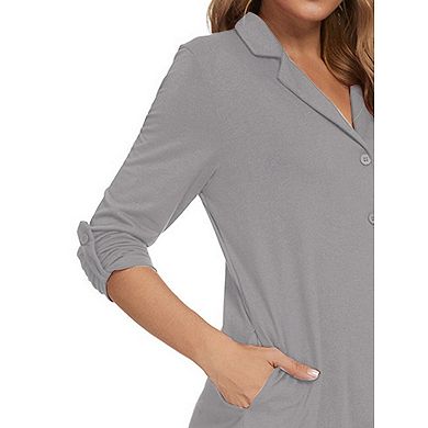 Womens Pajama Sleepshirt Nightshirt Long Sleeve Nightgown Sleep Shirt Dress